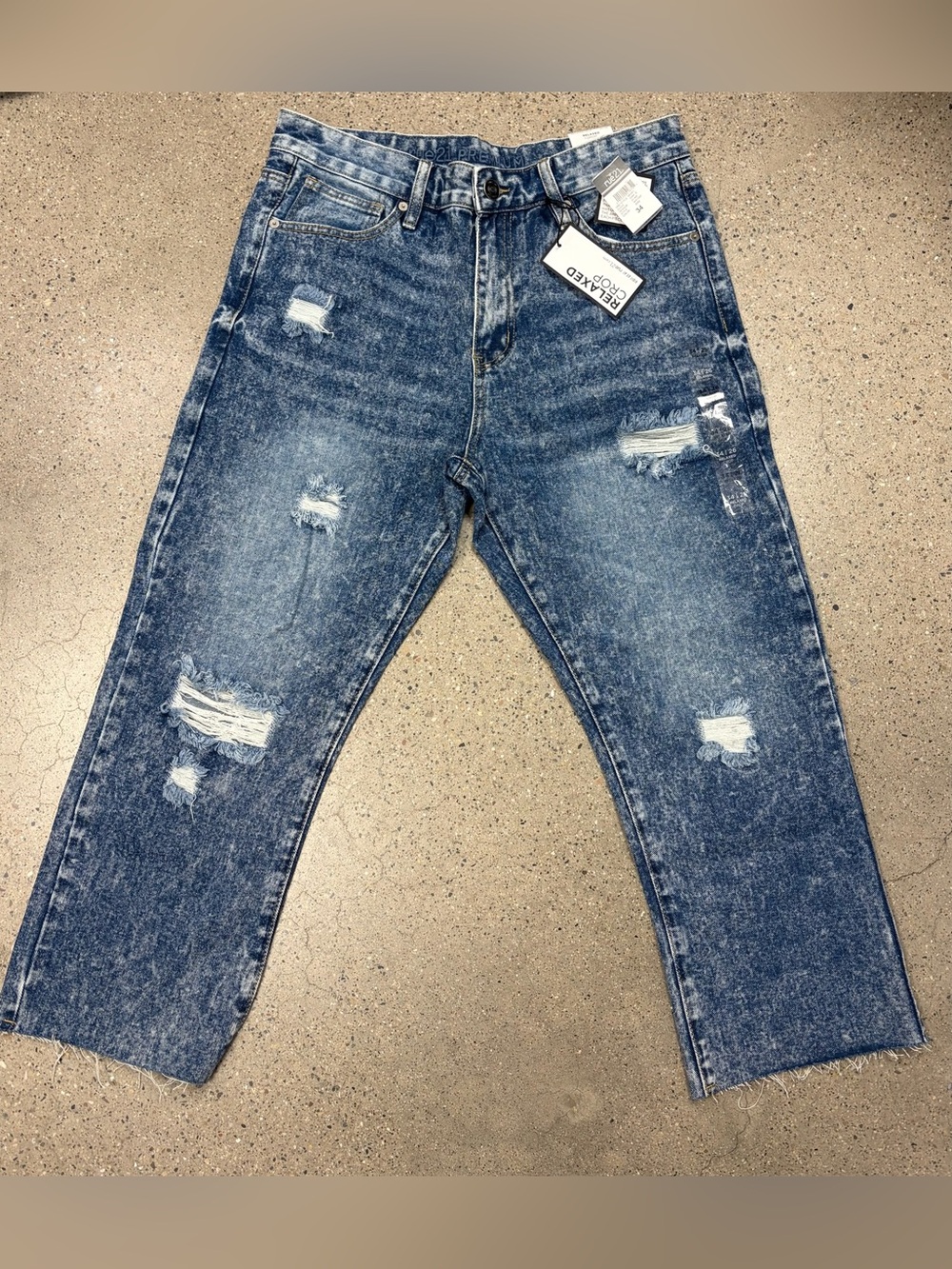 Rue21 Distressed Blue Relaxed-Fit Jeans for Men